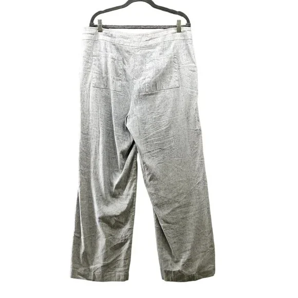 Chico's Linen Blend Pull On Pants Womens Size 14R 2.5R Blue Wide Leg Coastal - Picture 2 of 9